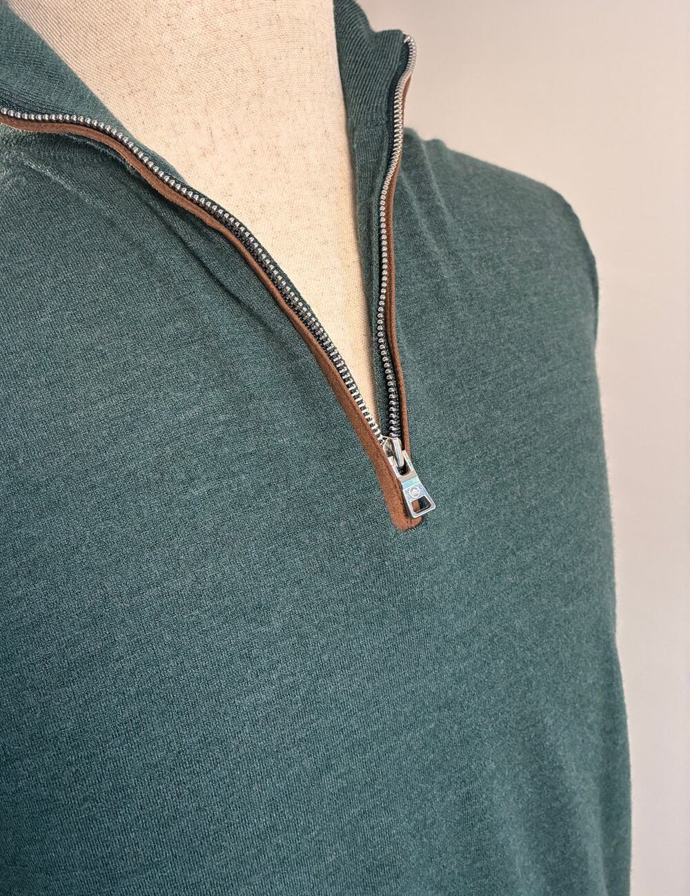 Peter Millar Crown Crafted Merino Wool Quarter Zip Sweater Mens Large Green